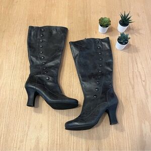 Miz Mooz Knee High Heeled Krista Boots in Dark Grey